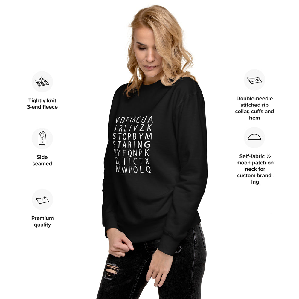 Stop Staring Word Search Premium Sweatshirt