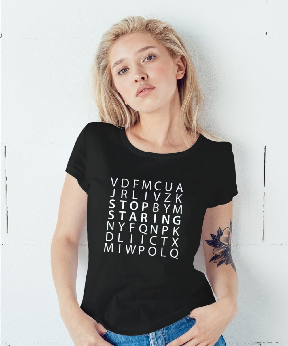 Stop Staring Word Search T-Shirt